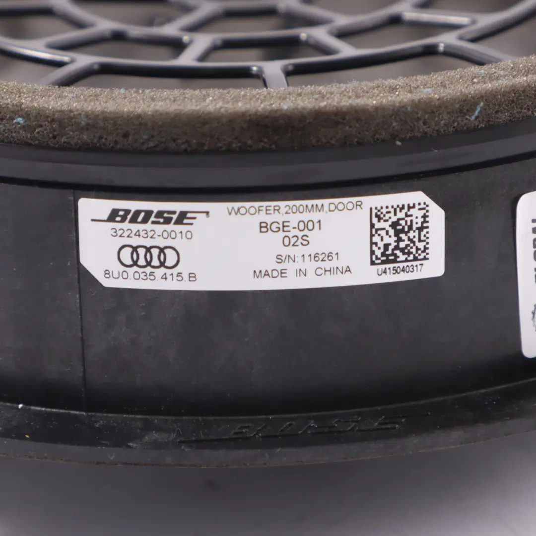 Speaker BOSE Door Front Right Left N/O/S 200mm to Audi Q3 8U with Part number 8U0035415B Audi Q3 8U Speaker BOSE Door Front Right Left N/O/S 200mm - SKU 8U0035415B - Part number 8U0035415B