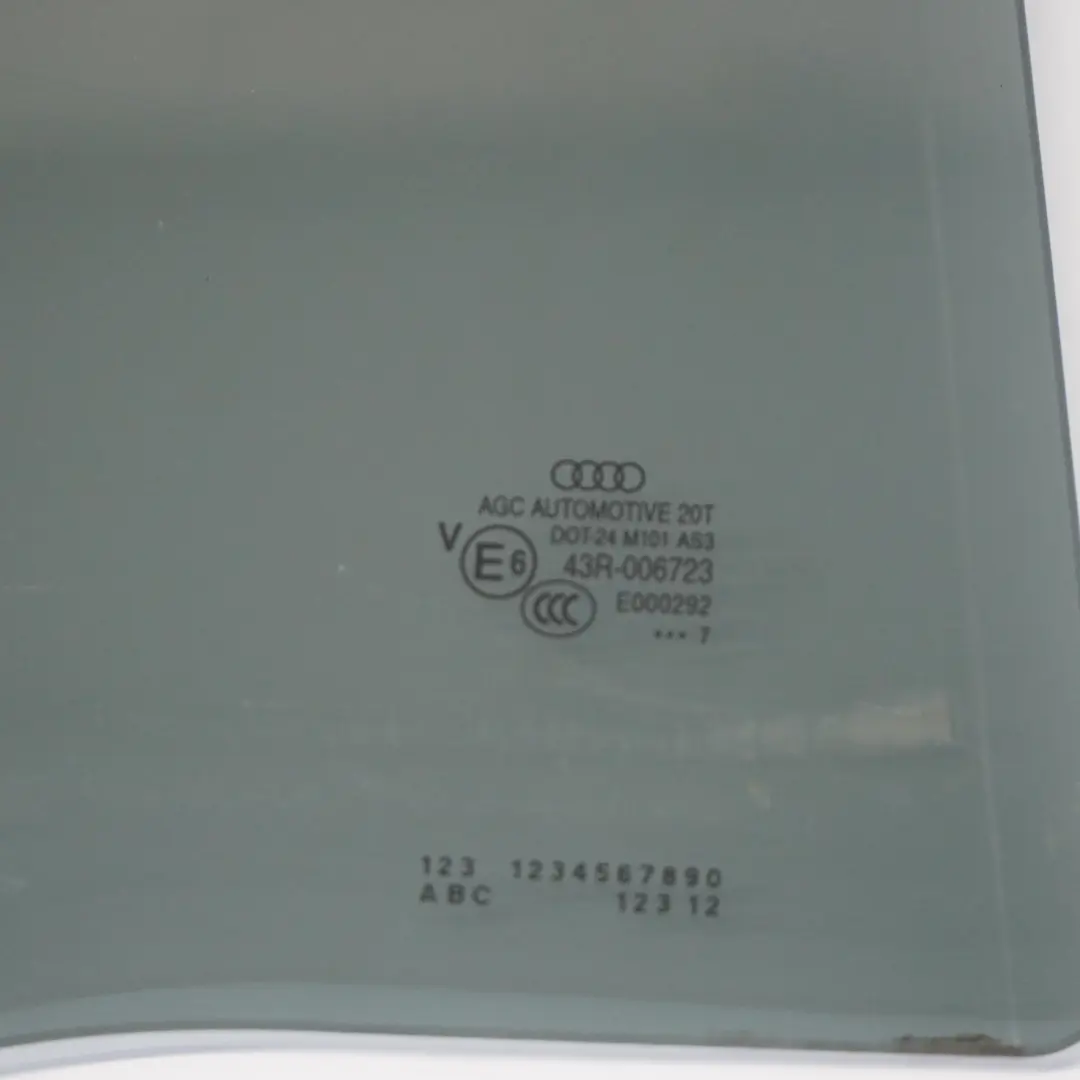 Vetro Laterale Porta Posteriore Destra Colorato AS3 per Audi Q3 8U con numero di parte 8U0845206C Audi Q3 8U Vetro Laterale Porta Posteriore Destra Colorato AS3 - SKU 8U0845206C - Numero di parte 8U0845206C