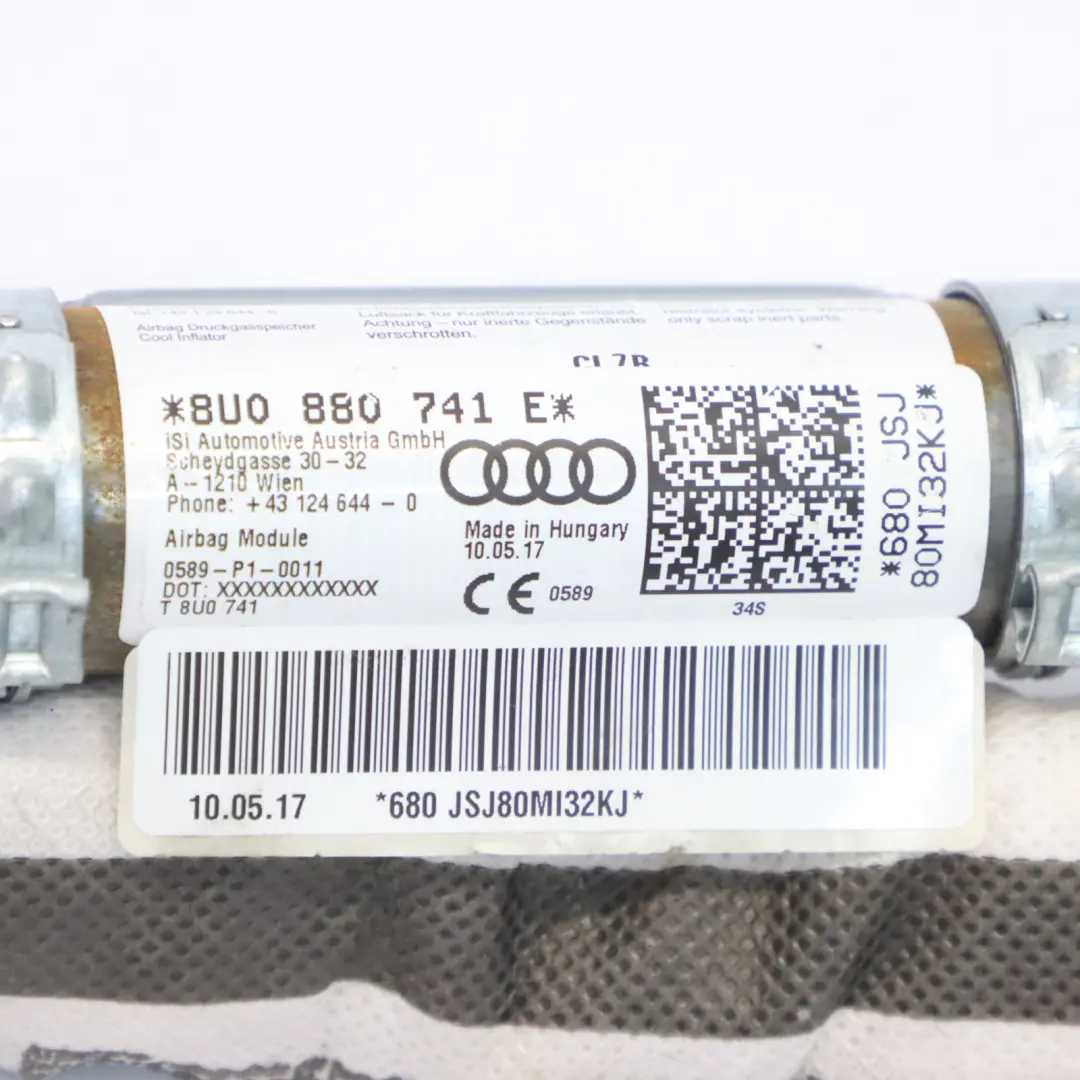 Module de rideau d'air latéral gauche r' bag pour Audi Q3 8U Quattro à propos du numéro de pièce 8U0880741E Audi Q3 8U Quattro Module de rideau d'air latéral gauche r' bag - SKU 8U0880741E - Numéro de pièce 8U0880741E