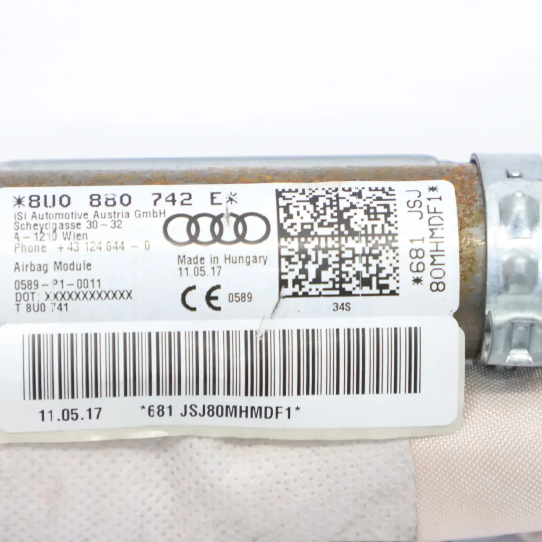 Audi Q3 8U Quattro Module de rideau d'air latéral droit r' bag - SKU 8U0880742E - Numéro de pièce 8U0880742E