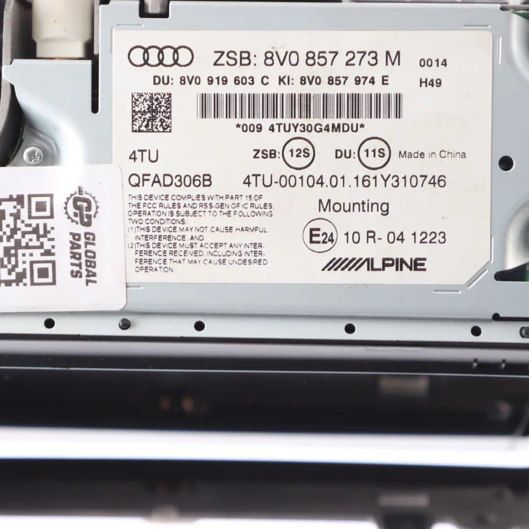 Audi A3 S3 RS3 8V Pantalla Display Navegación Multimedia - SKU 8V0857273M - Número de pieza 8V0857273M