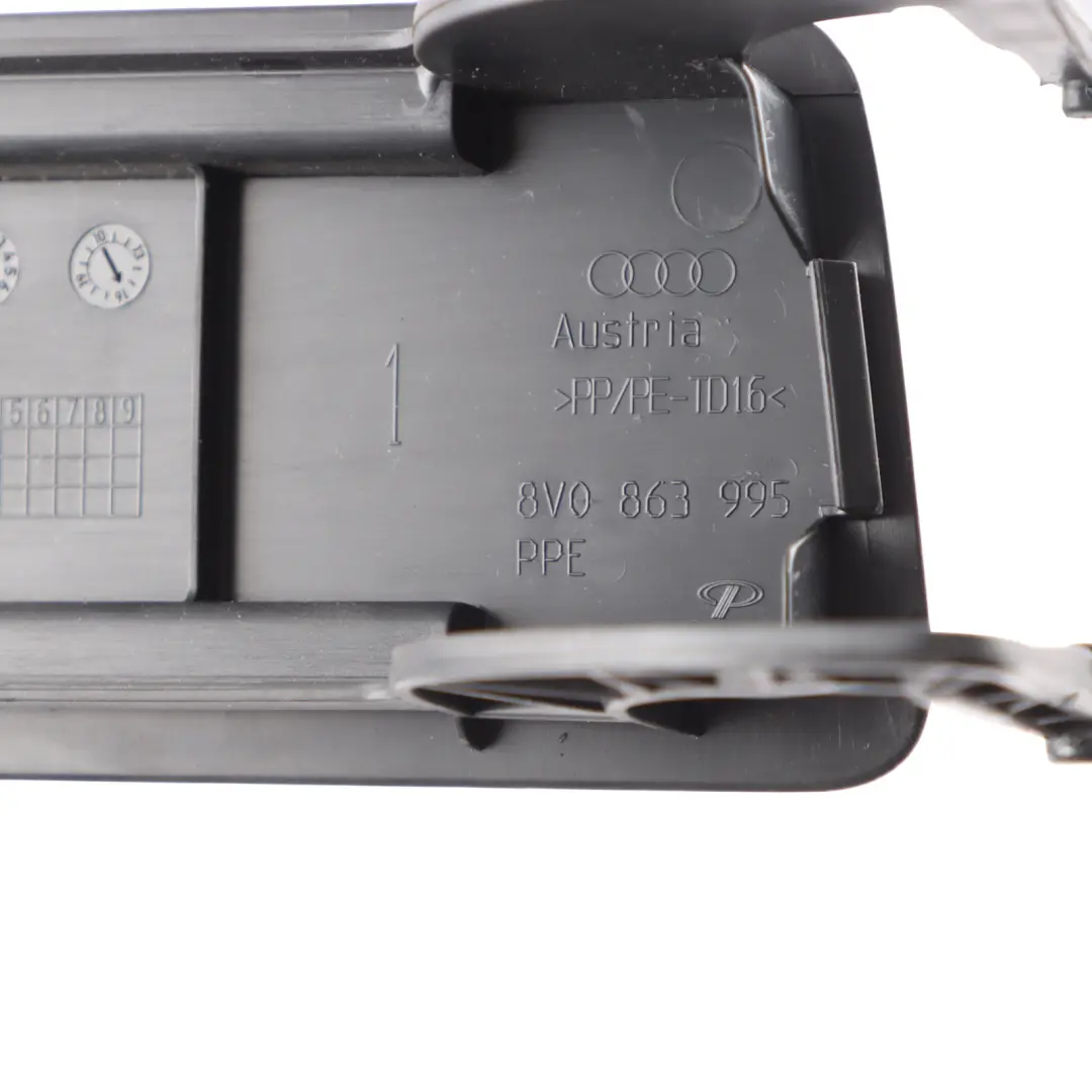 Trunk Hazar Triangle Gap Cover Trim Panel to Audi A3 8V Tailgate with Part number 8V0863995 Audi A3 8V Tailgate Trunk Hazar Triangle Gap Cover Trim Panel - SKU 8V0863995 - Part number 8V0863995