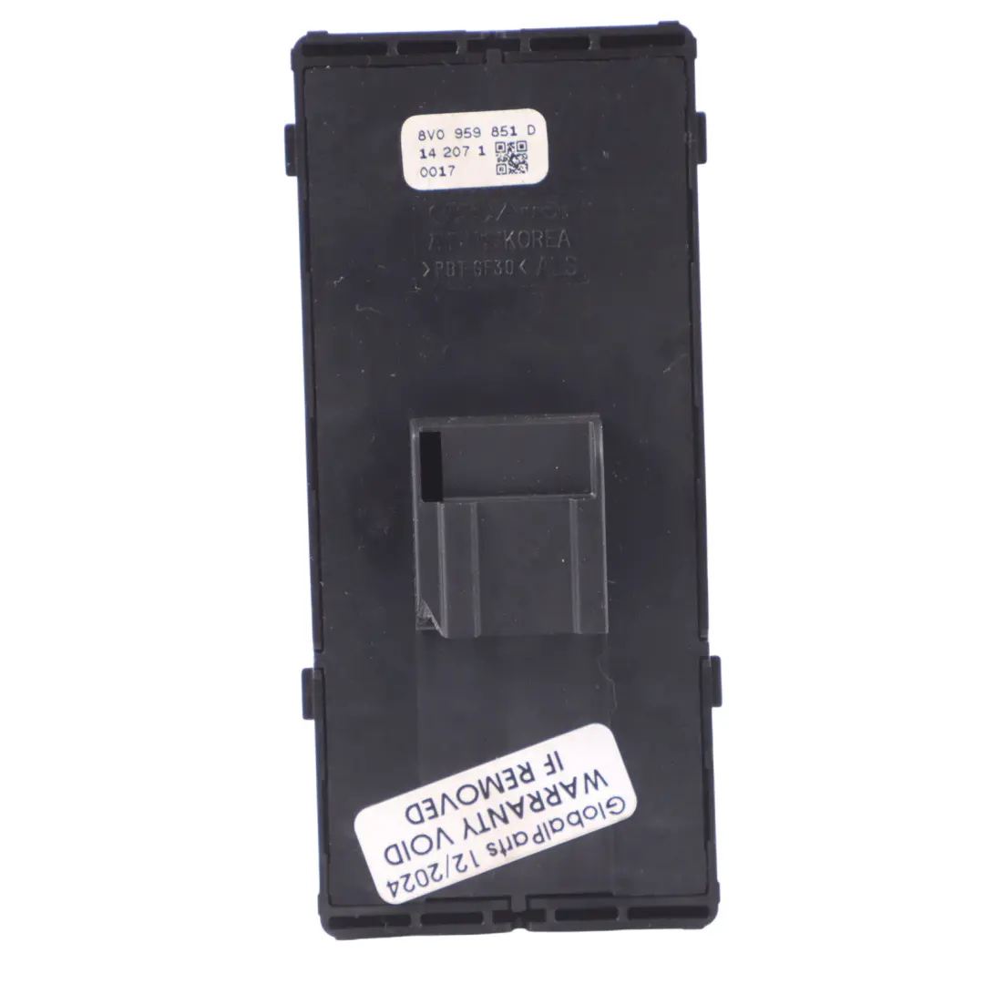 Elevalunas Botón Panel Embellecedor Lado Conductor para Audi A3 8V con número de pieza 8V0959851D Audi A3 8V Elevalunas Botón Panel Embellecedor Lado Conductor - SKU 8V0959851D - Número de pieza 8V0959851D