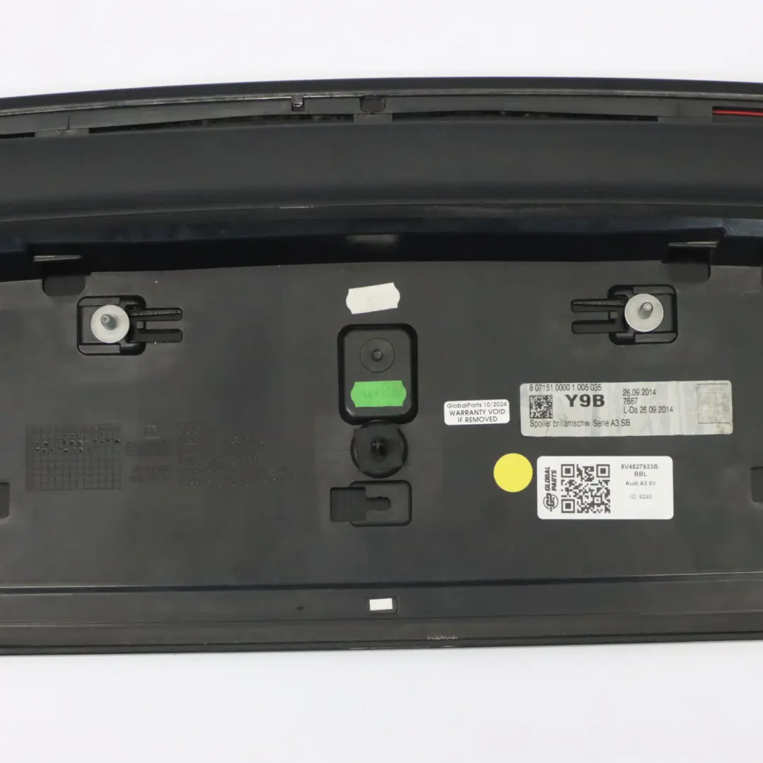 alerón trasero portón maletero ajuste Negro Brillante Y9B para Audi A3 8V con número de pieza 8V4827933B Audi A3 8V alerón trasero portón maletero ajuste Negro Brillante Y9B - SKU 8V4827933B-BBL - Número de pieza 8V4827933B