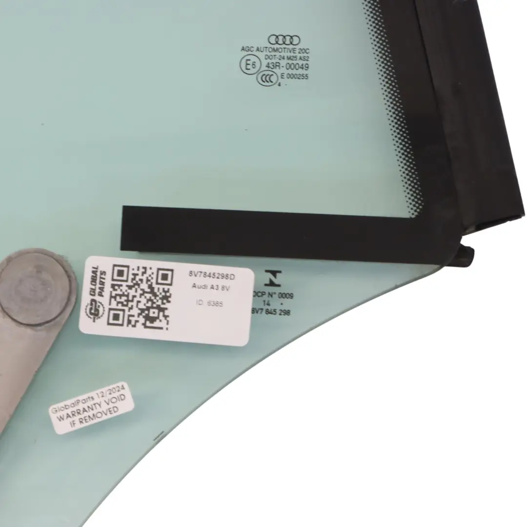 Quarter Window Drop Glass Glazing Right O/S AS2 to Audi A3 8V Rear with Part number 8V7845298D Audi A3 8V Rear Quarter Window Drop Glass Glazing Right O/S AS2 - SKU 8V7845298D - Part number 8V7845298D