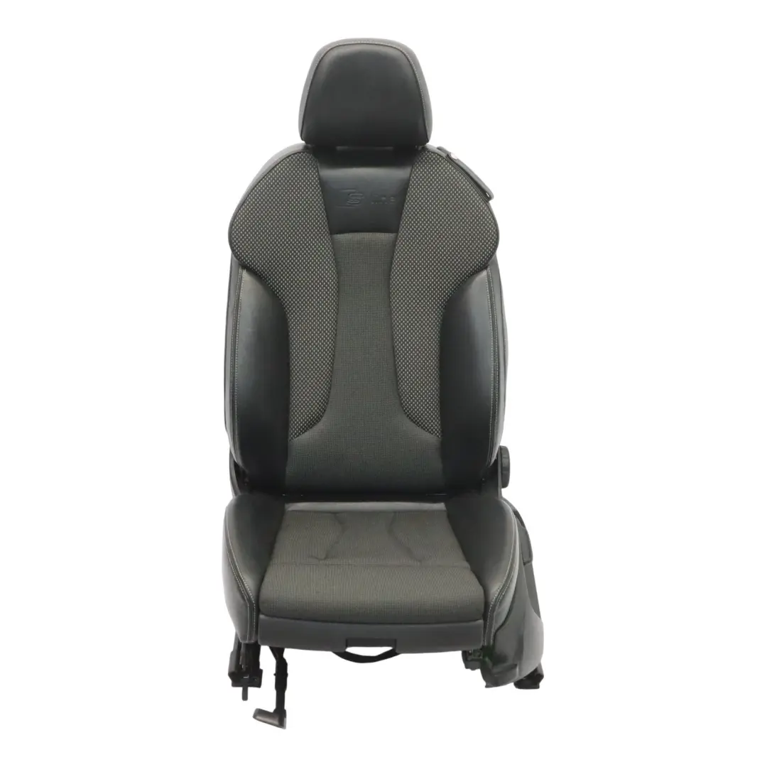 Audi A3 8V Seat Front Left N/S 3 Door S Line Heated Half Leather Black Silver - SKU 8V7881805H-1 - Part number 8V7881805H