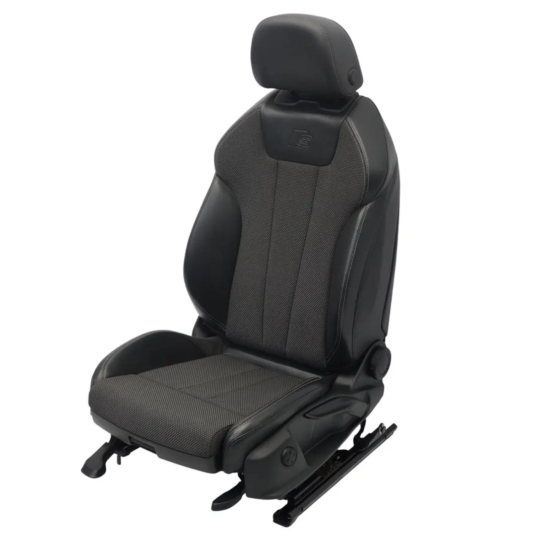 Asiento Delantero S-Line Izquierdo Cuero Tela Soul Negro Fels Gris para Audi A4 B9 con número de pieza 8W0881805F Audi A4 B9 Asiento Delantero S-Line Izquierdo Cuero Tela Soul Negro Fels Gris - SKU 8W0881805F-1 - Número de pieza 8W0881805F