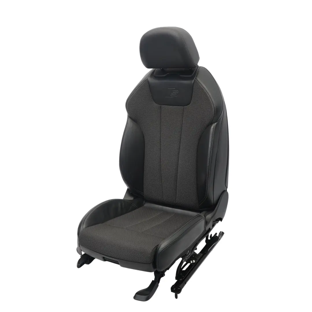 Audi A4 B9 Front Sport Seat S-Line Right O/S Leather Cloth Soul Black Fels Grey - SKU 8W0881806F-1 - Part number 8W0881806F