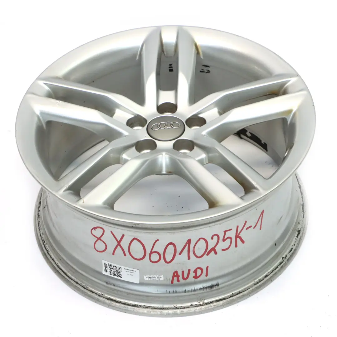 Silberne Leichtmetallfelge 17" 7.5J ET36 Doppel Speiche 8X0601025K für Audi A1 8X mit Teilenummer 8X0601025K-1 Audi A1 8X Silberne Leichtmetallfelge 17" 7.5J ET36 Doppel Speiche 8X0601025K - SKU 8X0601025K-1 - Teilenummer 8X0601025K-1