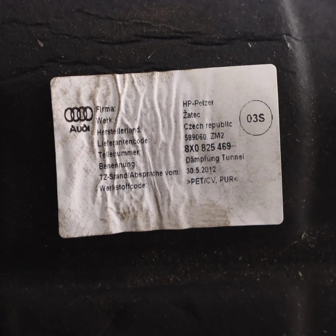 Acoustic Foam Sound Insulation Cover to Audi A1 8X with Part number 8X0825469 Audi A1 8X Acoustic Foam Sound Insulation Cover - SKU 8X0825469-1 - Part number 8X0825469