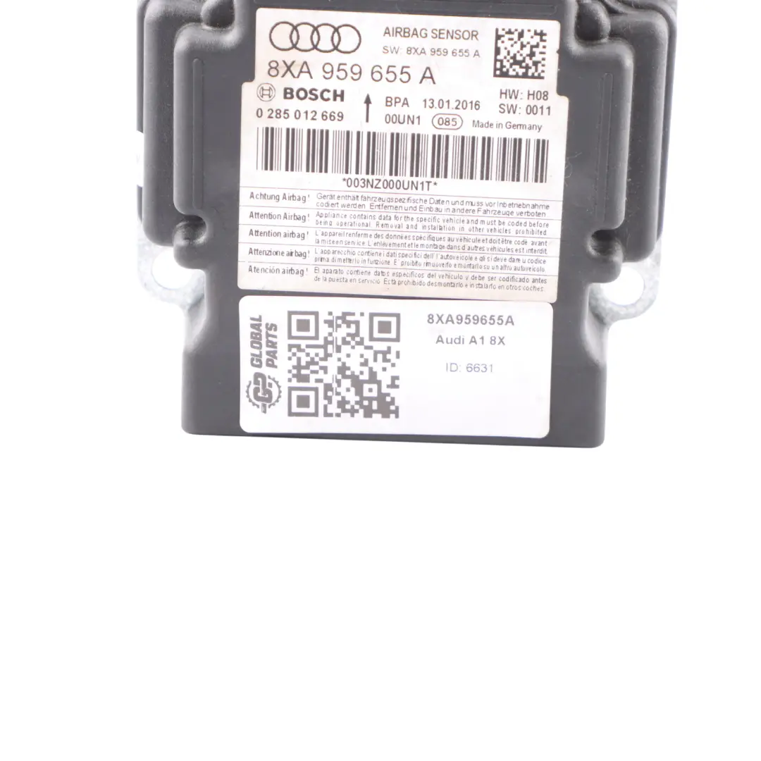 Audi A1 8X Air Module Control Sensor SRS System ECU Unit - SKU 8XA959655A - Part number 8XA959655A
