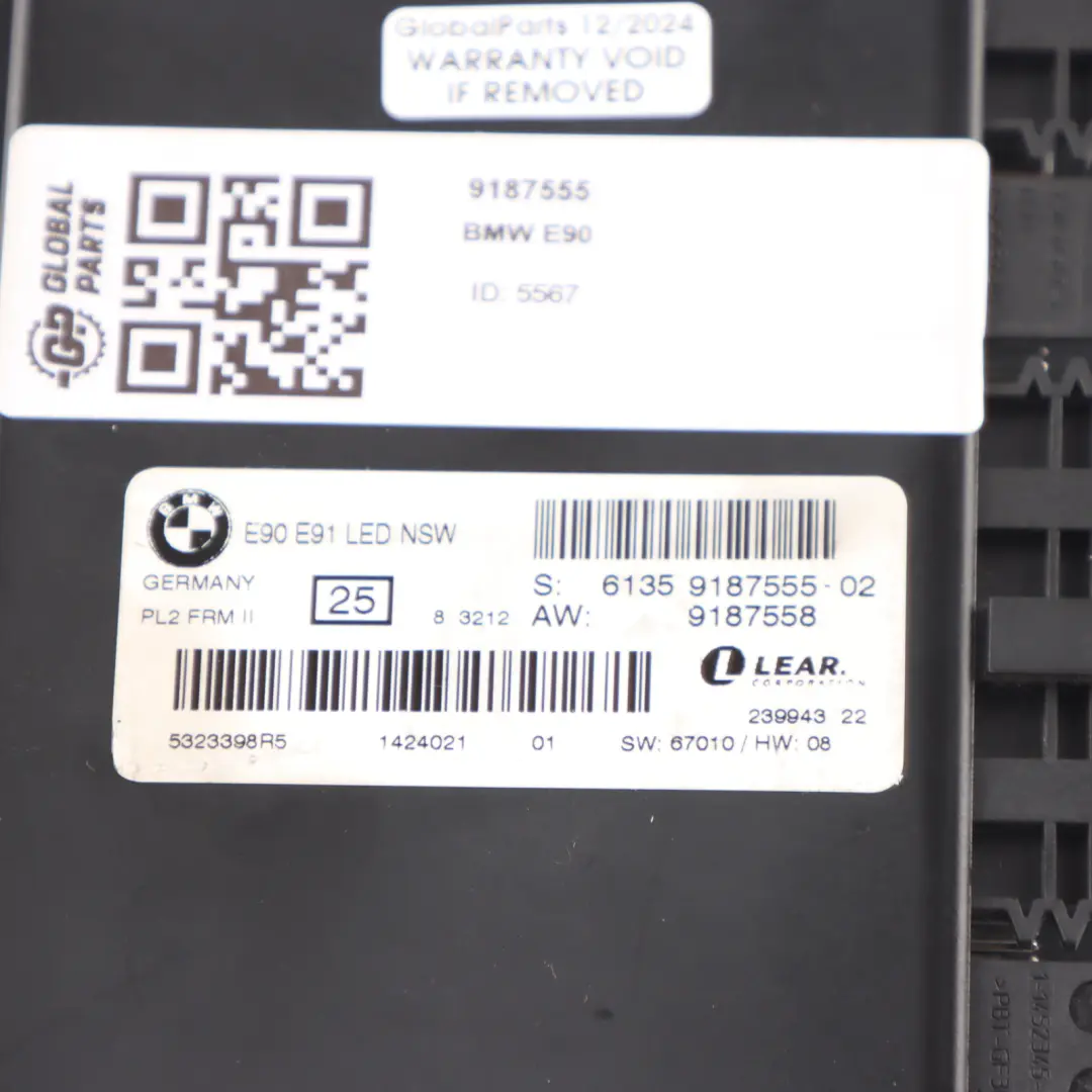 BMW E90 LCI Footwell Light Module Control Unit ECU FRMII PL2 - SKU 9187555 - Part number 9187555