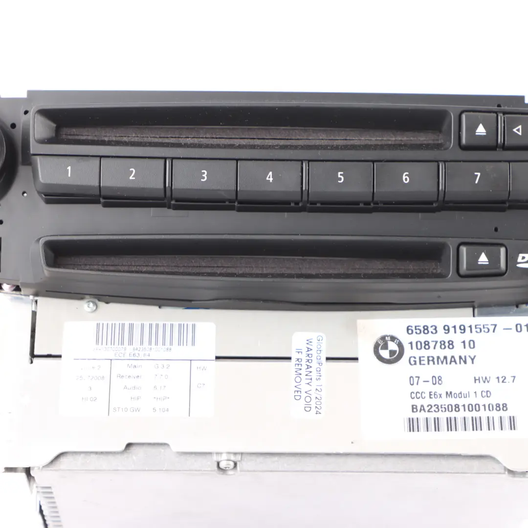 BMW E63 Head Unit Profesional CCC Radio Multimedia DVD Player Sat Nav - SKU 9191557 - Part number 9191557