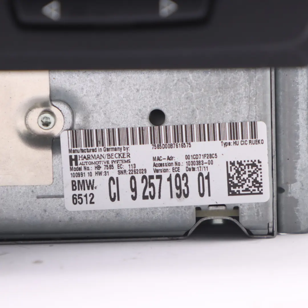 Central Estereo Profesional Sistema Navegación Ordenador CIC 9214939 BMW Z4 E89 - SKU 9283433-1 - Número de pieza 9283433
