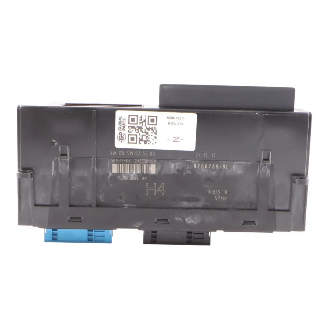 ECU Body Control Module H4 Junction Box PL2RR JBBFE IIIR to BMW Z4 E89 with Part number 9286789 BMW Z4 E89 ECU Body Control Module H4 Junction Box PL2RR JBBFE IIIR - SKU 9286789-1 - Part number 9286789