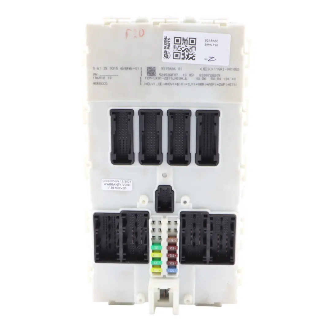 FEM BCM Body Control Module Unit to BMW F20 F21 F30 F31 F32 F34 with Part number 9315686 BMW F20 F21 F30 F31 F32 F34 FEM BCM Body Control Module Unit - SKU 9315686 - Part number 9315686