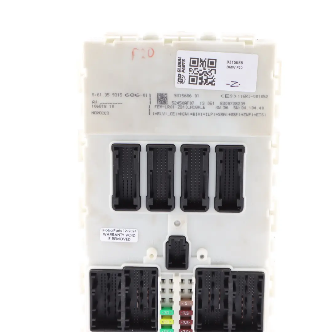 FEM BCM Body Control Module Unit to BMW F20 F21 F30 F31 F32 F34 with Part number 9315686 BMW F20 F21 F30 F31 F32 F34 FEM BCM Body Control Module Unit - SKU 9315686 - Part number 9315686