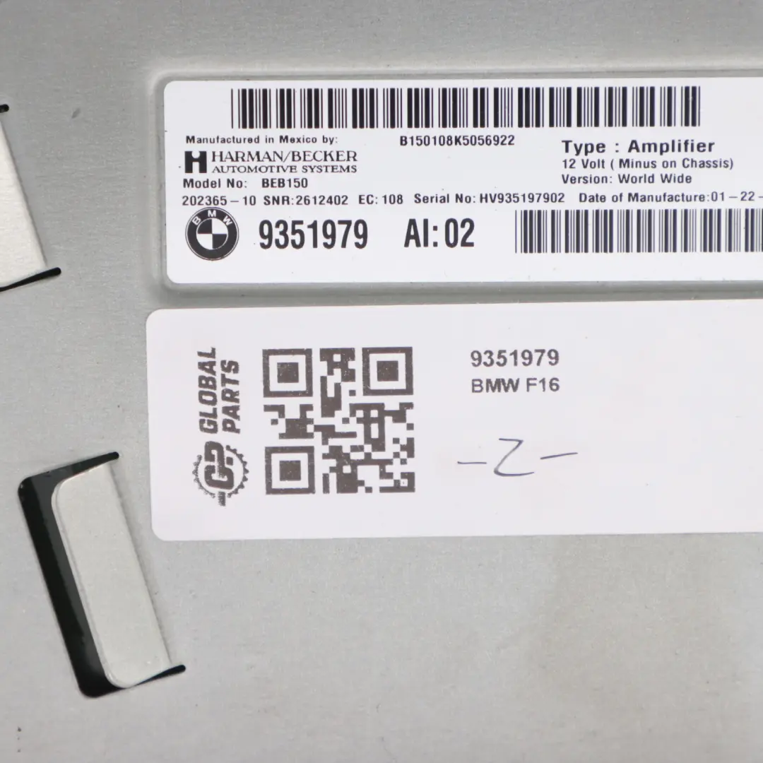 Audio Amplifier Sound System HiFi Unit Module ECU to BMW X5 F15 X6 F16 M with Part number 9351979 BMW X5 F15 X6 F16 M Audio Amplifier Sound System HiFi Unit Module ECU - SKU 9351979 - Part number 9351979