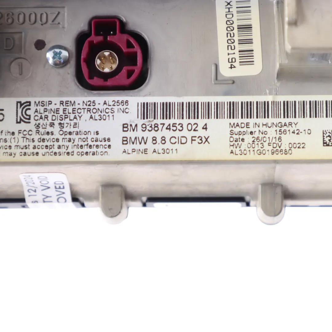 Display BMW F30 F31 F32 F33 On-board Navigation Screen Monitor 8,8" to with Part number 9387453 Display BMW F30 F31 F32 F33 On-board Navigation Screen Monitor 8,8" - SKU 9387453-2 - Part number 9387453