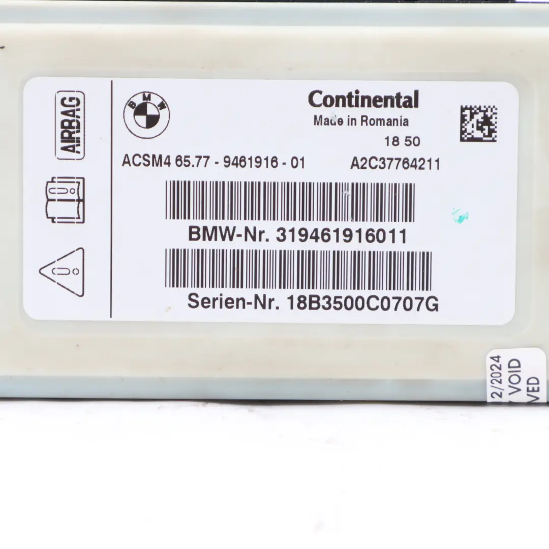 Module BMW F01 F10 X5 F15 X6 F16 F22 ECU ACSM4 Control Unit to Air with Part number 9461916 Air Module BMW F01 F10 X5 F15 X6 F16 F22 ECU ACSM4 Control Unit - SKU 9461916 - Part number 9461916