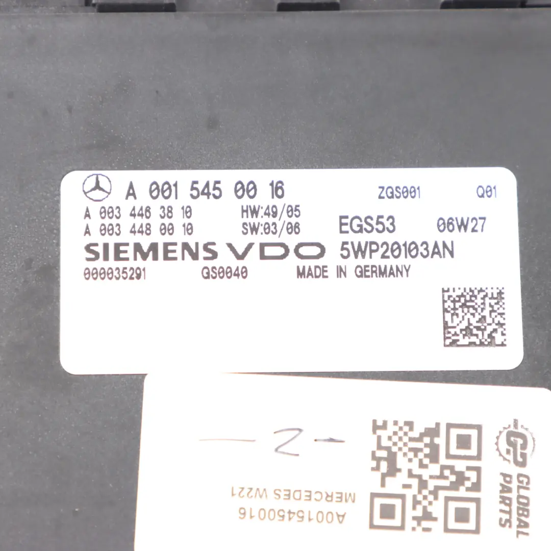 S65 AMG Automatic Gearbox Transmission Control Unit to Mercedes W221 with Part number A0015450016 Mercedes W221 S65 AMG Automatic Gearbox Transmission Control Unit - SKU A0015450016 - Part number A0015450016