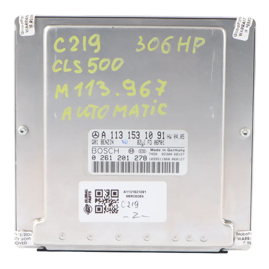 CLS500 C219 5.0 306 Ch M113.967 Kit Calculateur Moteur A1131538679 pour Mercedes à propos du numéro de pièce A1131531091 Mercedes CLS500 C219 5.0 306 Ch M113.967 Kit Calculateur Moteur A1131538679 - SKU A1131531091 - Numéro de pièce A1131531091