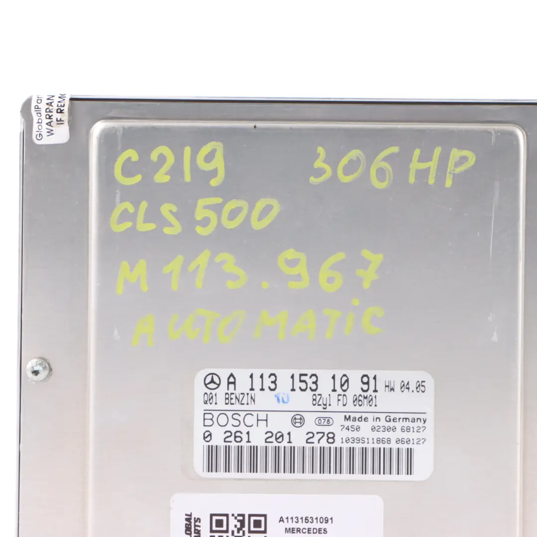 CLS500 C219 5.0 306 Ch M113.967 Kit Calculateur Moteur A1131538679 pour Mercedes à propos du numéro de pièce A1131531091 Mercedes CLS500 C219 5.0 306 Ch M113.967 Kit Calculateur Moteur A1131538679 - SKU A1131531091 - Numéro de pièce A1131531091