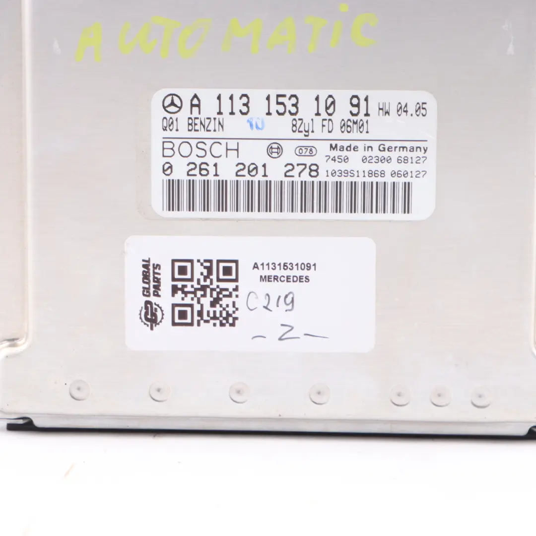 CLS500 C219 5.0 306HP M113.967 Engine ECU Kit A1131538679 Automatic to Mercedes with Part number A1131531091 Mercedes CLS500 C219 5.0 306HP M113.967 Engine ECU Kit A1131538679 Automatic - SKU A1131531091 - Part number A1131531091