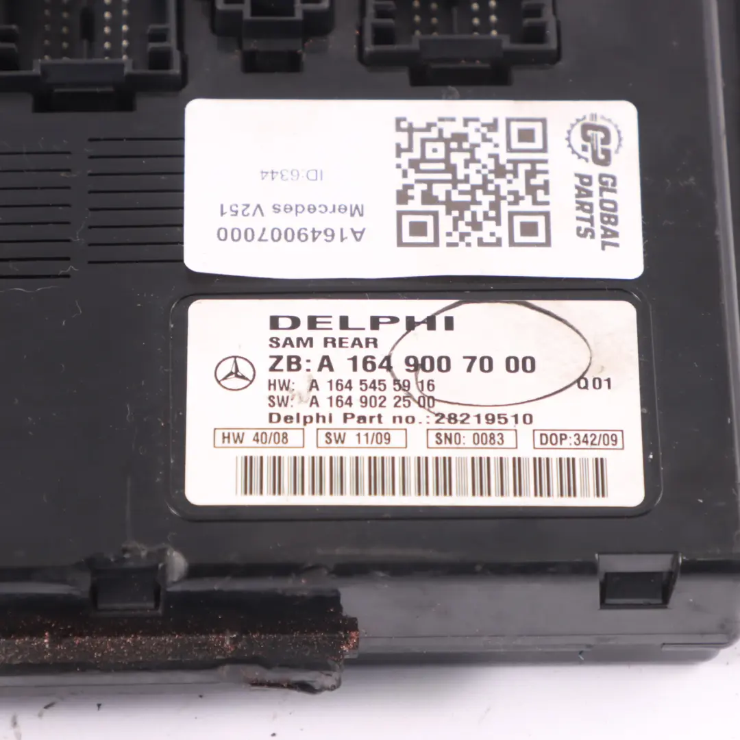 Mercedes V251 SAM Módulo de control de la carrocería Unidad trasera - SKU A1649007000 - Número de pieza A1649007000