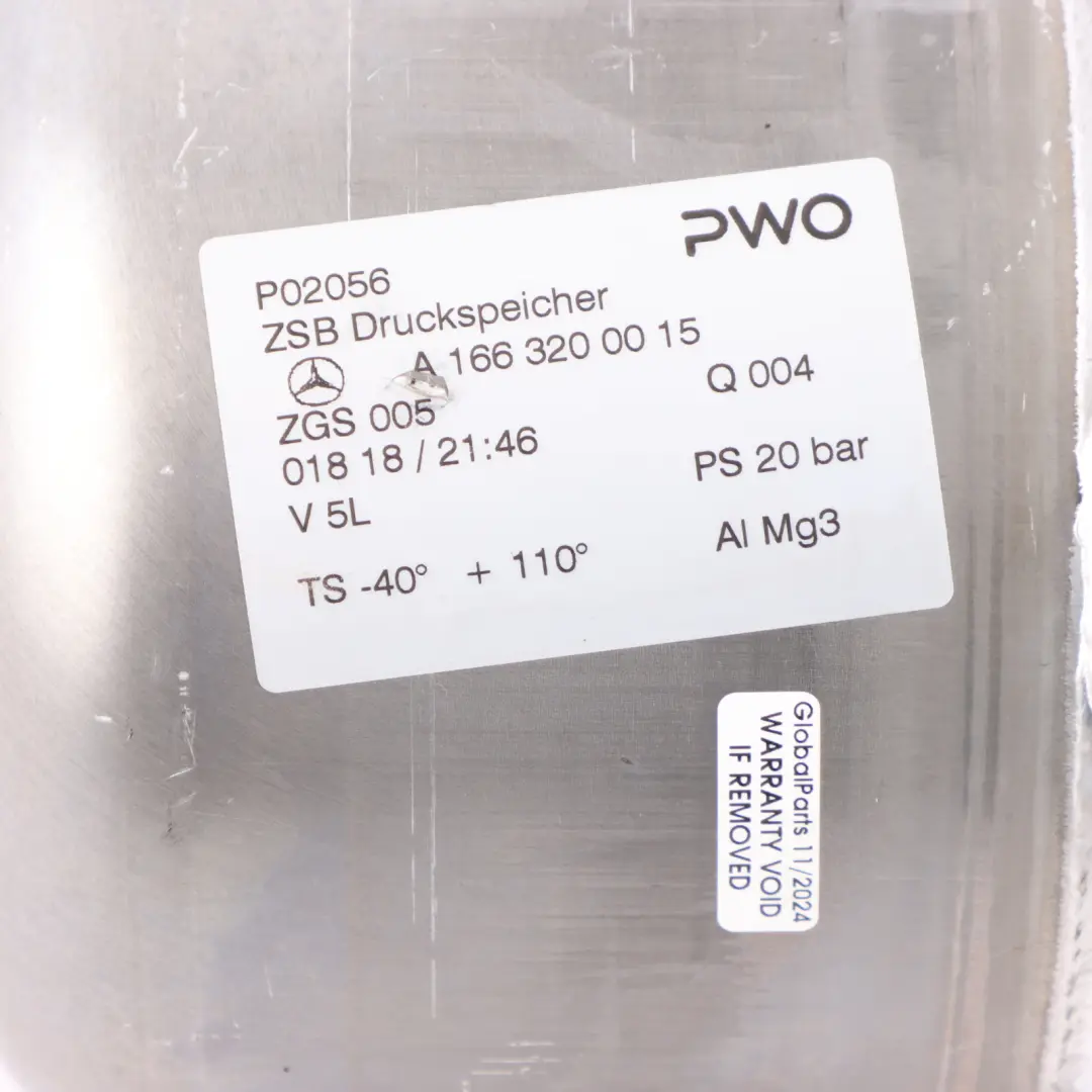 Mercedes W166 C292 Sospensione pneumatica Serbatoio di pressione - SKU A1663200015 - Numero di parte A1663200015