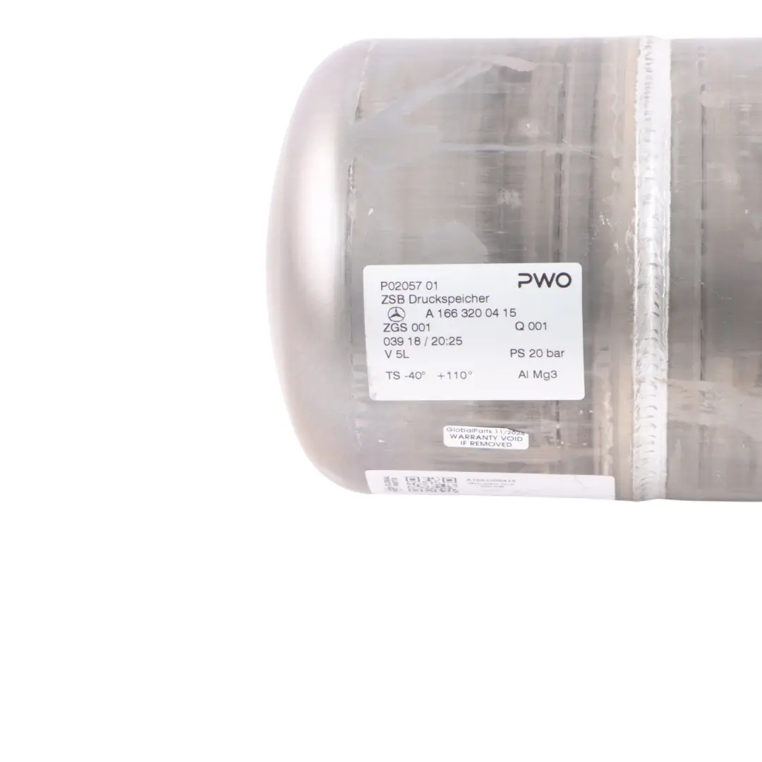 Suspension Pressure Reservoir Tank to Mercedes W166 C292 Air with Part number A1663200415 Mercedes W166 C292 Air Suspension Pressure Reservoir Tank - SKU A1663200415 - Part number A1663200415