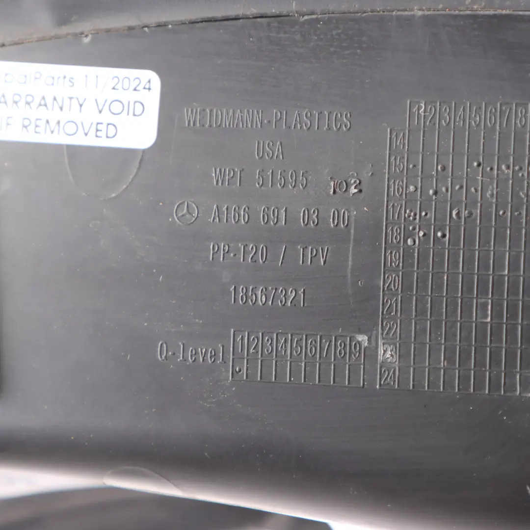 Trunk Trim Rear Left N/S Water Drip Tailgate Cover to Mercedes W166 with Part number A1666910300 Mercedes W166 Trunk Trim Rear Left N/S Water Drip Tailgate Cover - SKU A1666910300 - Part number A1666910300