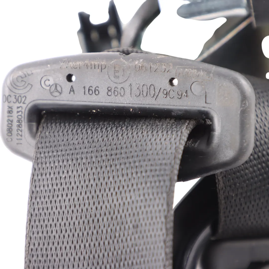 Front Seat Safety Belt Left N/S Black to Mercedes ML W166 with Part number A1668600185 Mercedes ML W166 Front Seat Safety Belt Left N/S Black - SKU A1668600185 - Part number A1668600185