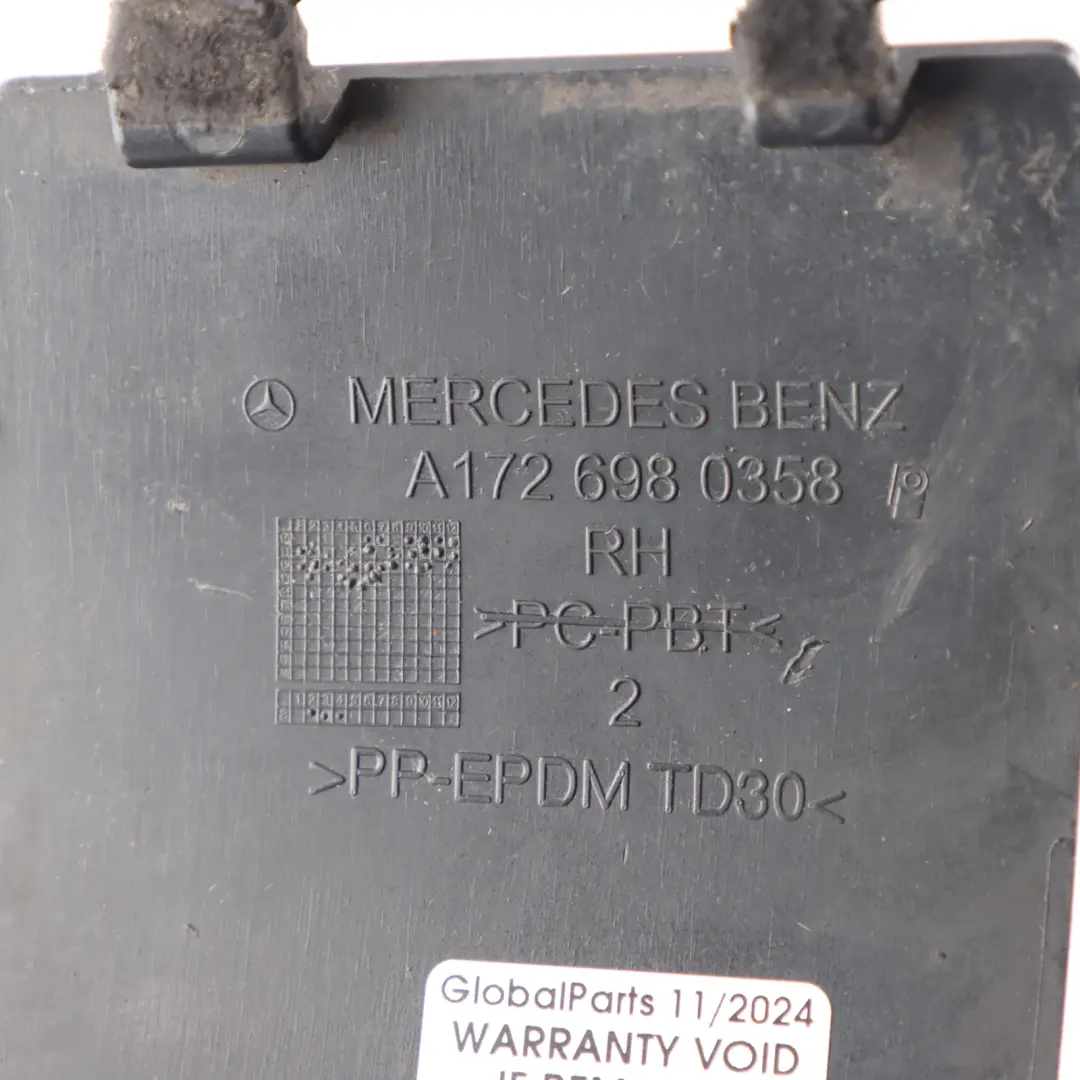 Side Skirt Flap Cover Trim Panel Rear Right O/S Black - 040 to Mercedes R172 with Part number A1726980358 Mercedes R172 Side Skirt Flap Cover Trim Panel Rear Right O/S Black - 040 - SKU A1726980358-BLA - Part number A1726980358