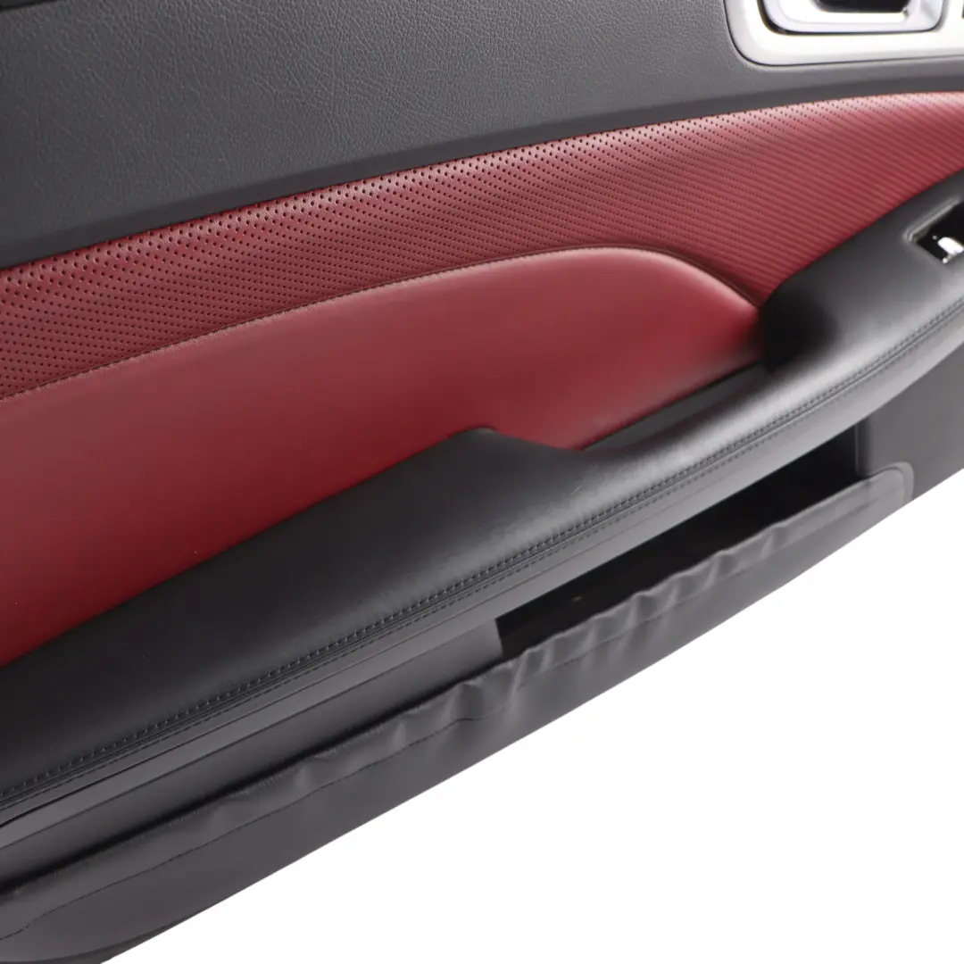 Door Front Left N/S Card Panel Trim Black Bengal Red to Mercedes SLK R172 Roadster with Part number A1727209500 Mercedes SLK R172 Roadster Door Front Left N/S Card Panel Trim Black Bengal Red - SKU A1727209500 - Part number A1727209500