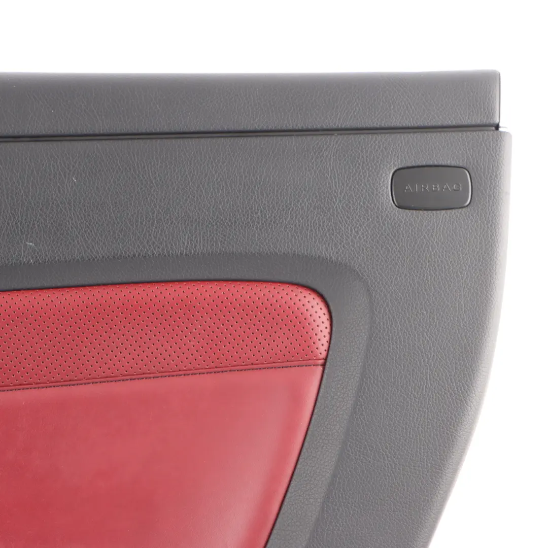 Door Front Right O/S Card Panel Trim Black Bengal Red to Mercedes SLK R172 Roadster with Part number A1727209600 Mercedes SLK R172 Roadster Door Front Right O/S Card Panel Trim Black Bengal Red - SKU A1727209600 - Part number A1727209600