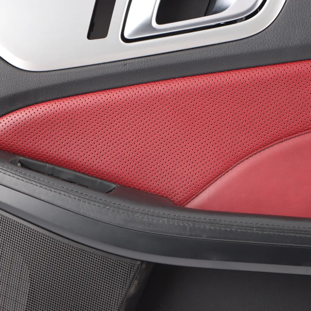 Door Front Right O/S Card Panel Trim Black Bengal Red to Mercedes SLK R172 Roadster with Part number A1727209600 Mercedes SLK R172 Roadster Door Front Right O/S Card Panel Trim Black Bengal Red - SKU A1727209600 - Part number A1727209600