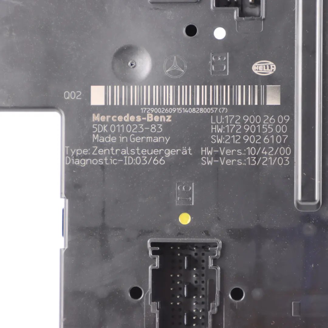 Fuse Box SAM Relay Control Unit Module to Mercedes SLK R172 Rear with Part number A1729002609 Mercedes SLK R172 Rear Fuse Box SAM Relay Control Unit Module - SKU A1729002609 - Part number A1729002609