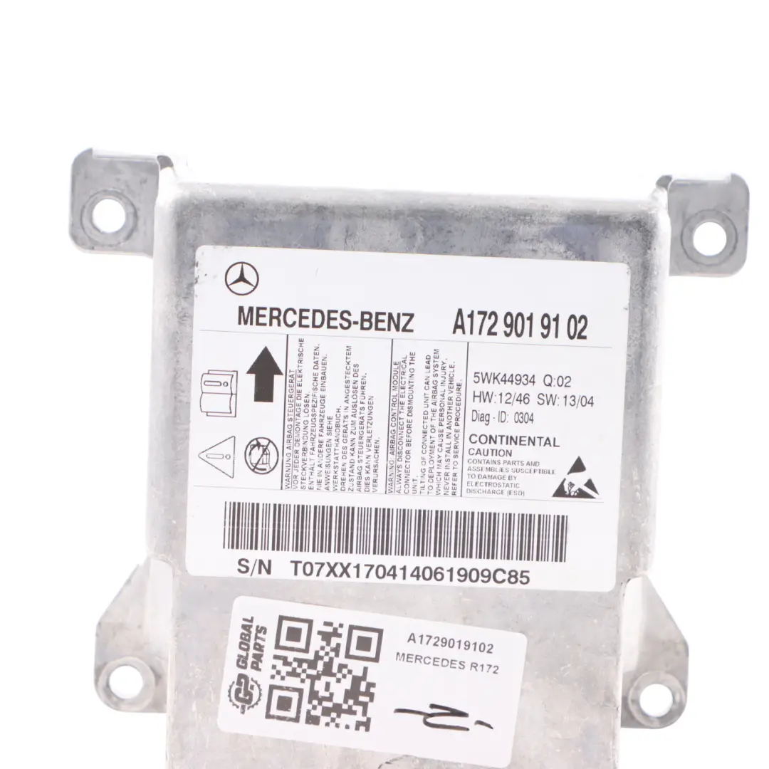 Mercedes SLK R172 SRS Control Module Belt Tensioner Bag Sensor Unit 1729019102 - SKU A1729019102 - Part number A1729019102