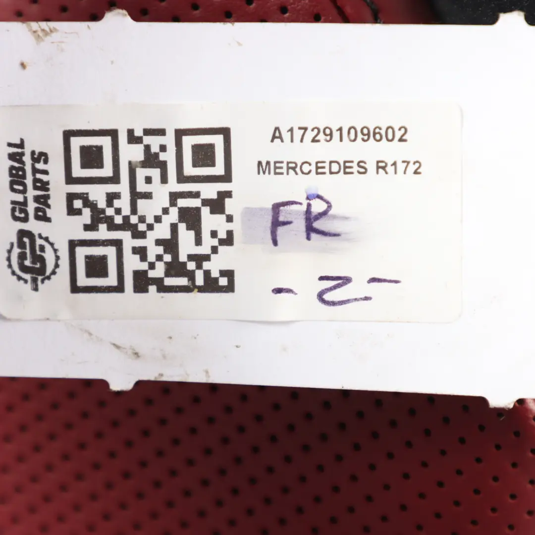 Front Left N/S Interior Red Leather to Mercedes SLK R172 Roadster Seat with Part number A1729109502 Mercedes SLK R172 Roadster Seat Front Left N/S Interior Red Leather - SKU A1729109502 - Part number A1729109502