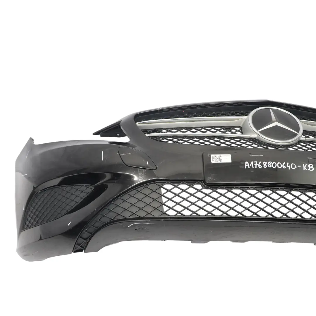 Front Bumper Trim Panel Kosmos Cosmic Black Metallic - 191 to Mercedes W176 with Part number A1768800640 Mercedes W176 Front Bumper Trim Panel Kosmos Cosmic Black Metallic - 191 - SKU A1768800640-KB - Part number A1768800640