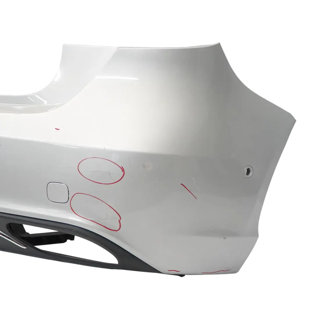 Bumper Rear Trim Panel Cover Polar Silver Metallic - 761 to Mercedes W176 with Part number A1768807040 Mercedes W176 Bumper Rear Trim Panel Cover Polar Silver Metallic - 761 - SKU A1768807040-PLS - Part number A1768807040