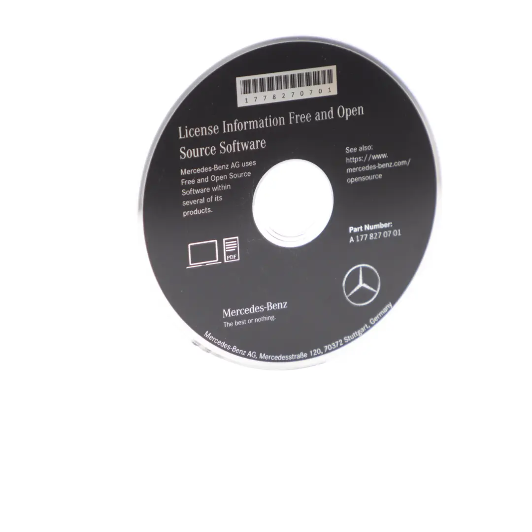 Mercedes W177 Licence Information And Open Source Software Disk - SKU A1778270701 - Part number A1778270701