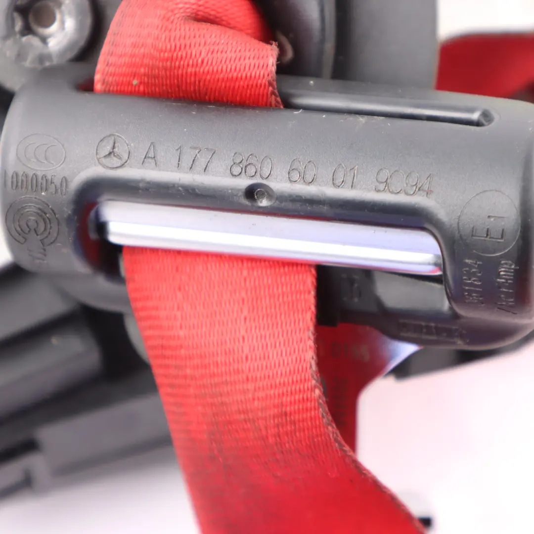 Belt Front Right O/S Seatbelt Red to Mercedes W177 C118 Seat with Part number A1778606001 Mercedes W177 C118 Seat Belt Front Right O/S Seatbelt Red - SKU A1778606001 - Part number A1778606001