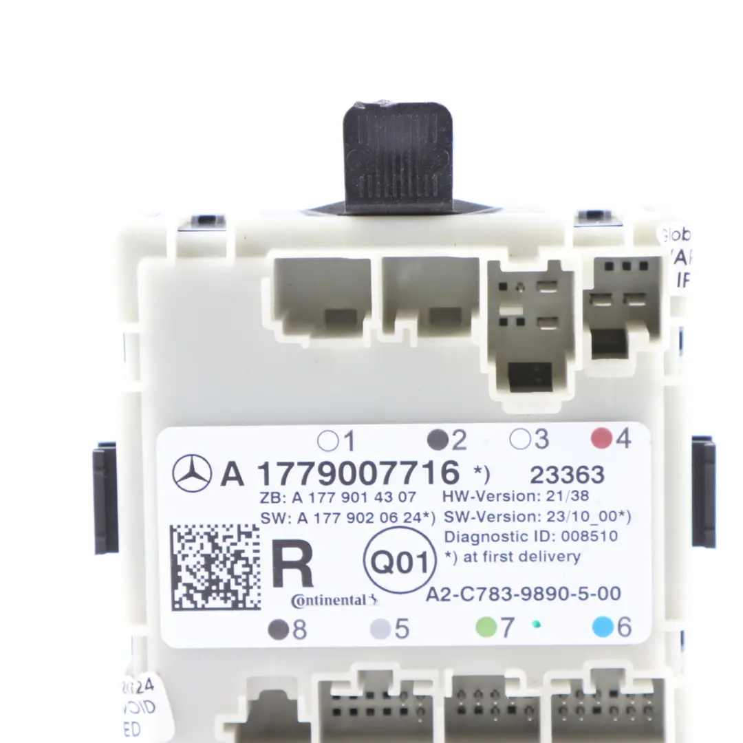 Front Door Control Module Left Right N/O/S Unit ECU to Mercedes W177 with Part number A1779007716 Mercedes W177 Front Door Control Module Left Right N/O/S Unit ECU - SKU A1779007716 - Part number A1779007716