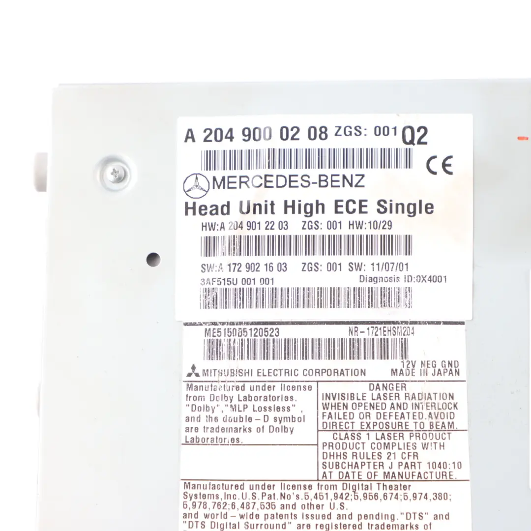 Radio CD Player Stereo Sat Nav Head Unit to Mercedes W204 with Part number A2049000208 Mercedes W204 Radio CD Player Stereo Sat Nav Head Unit - SKU A2049000208 - Part number A2049000208