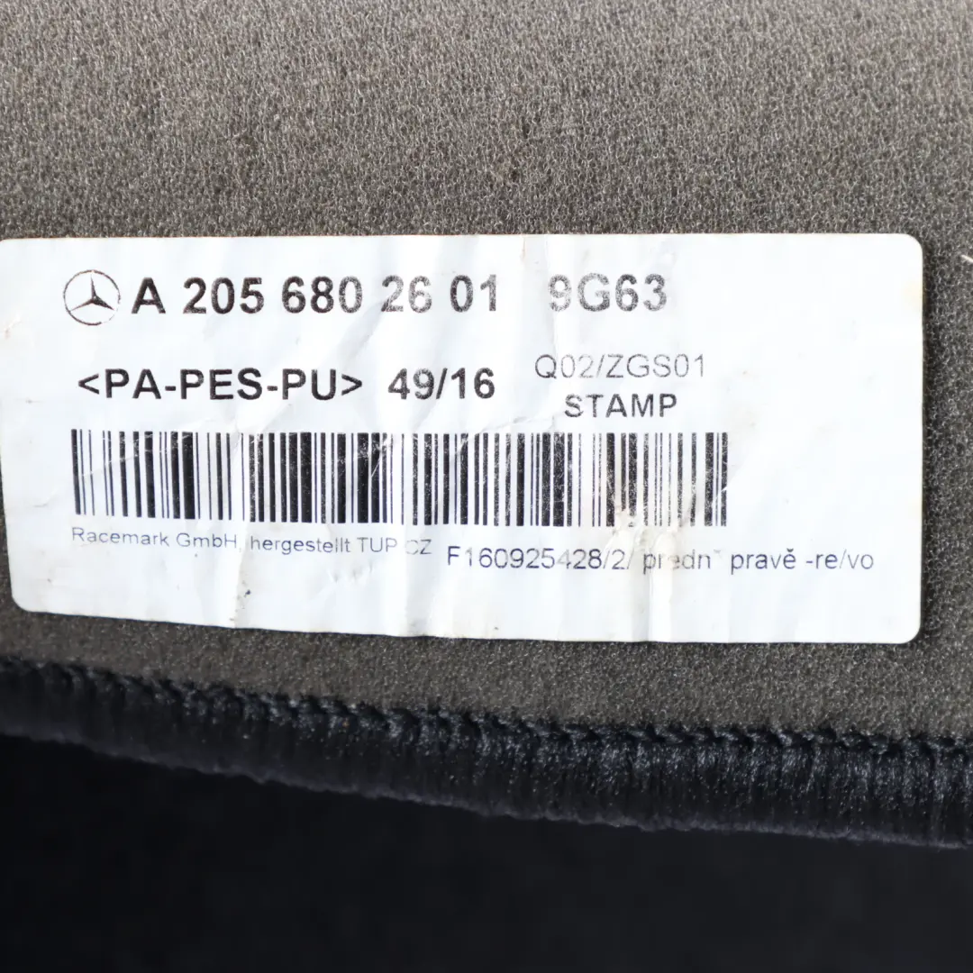 Mercedes C205 AMG Interior Carpet Floor Mats Black Front Rear Set - SKU RHD-A2056802601-2 - Part number A2056802601