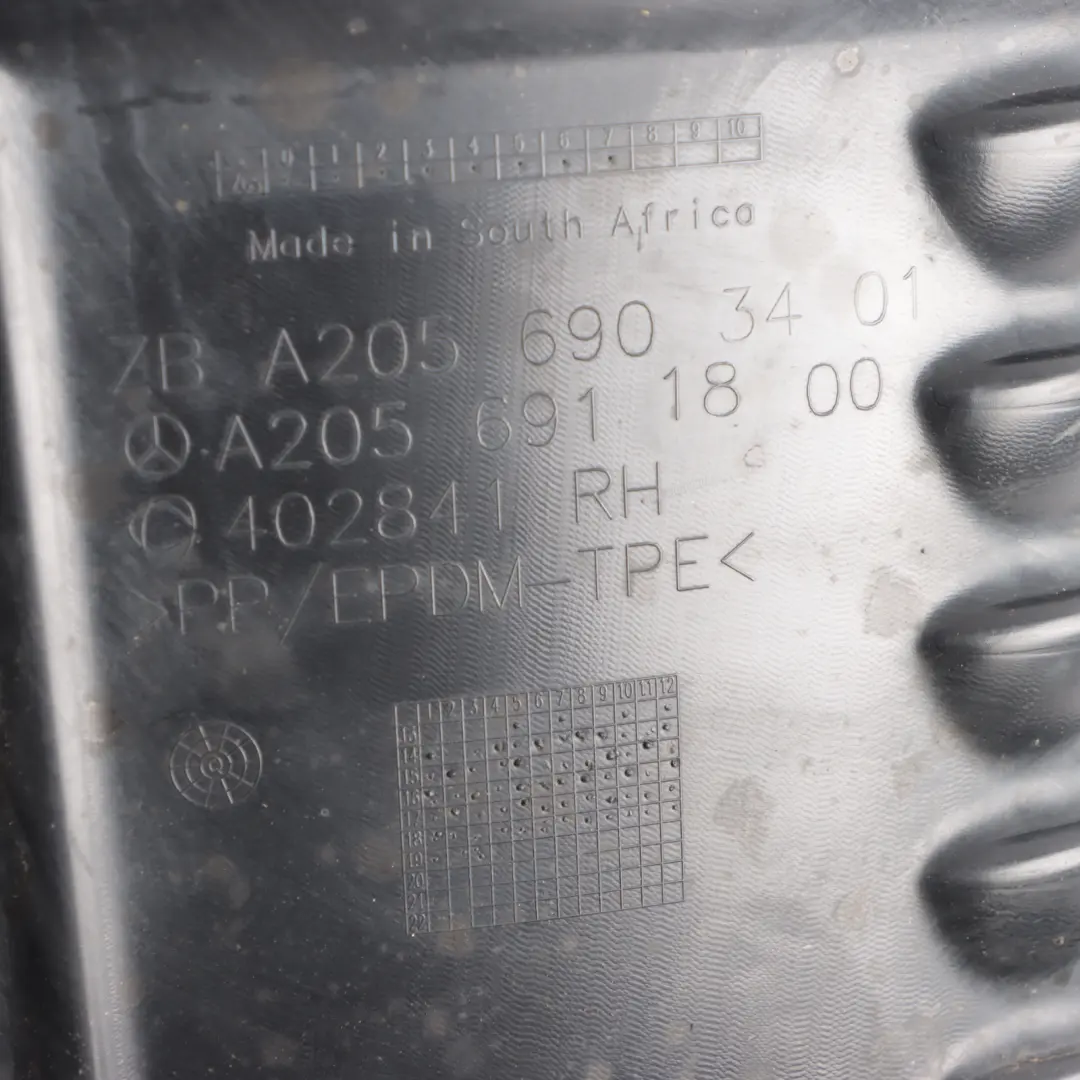 Front Wheel Arch Right O/S Housing Cover Guard to Mercedes W205 with Part number A2056903401 Mercedes W205 Front Wheel Arch Right O/S Housing Cover Guard - SKU A2056903401-1 - Part number A2056903401