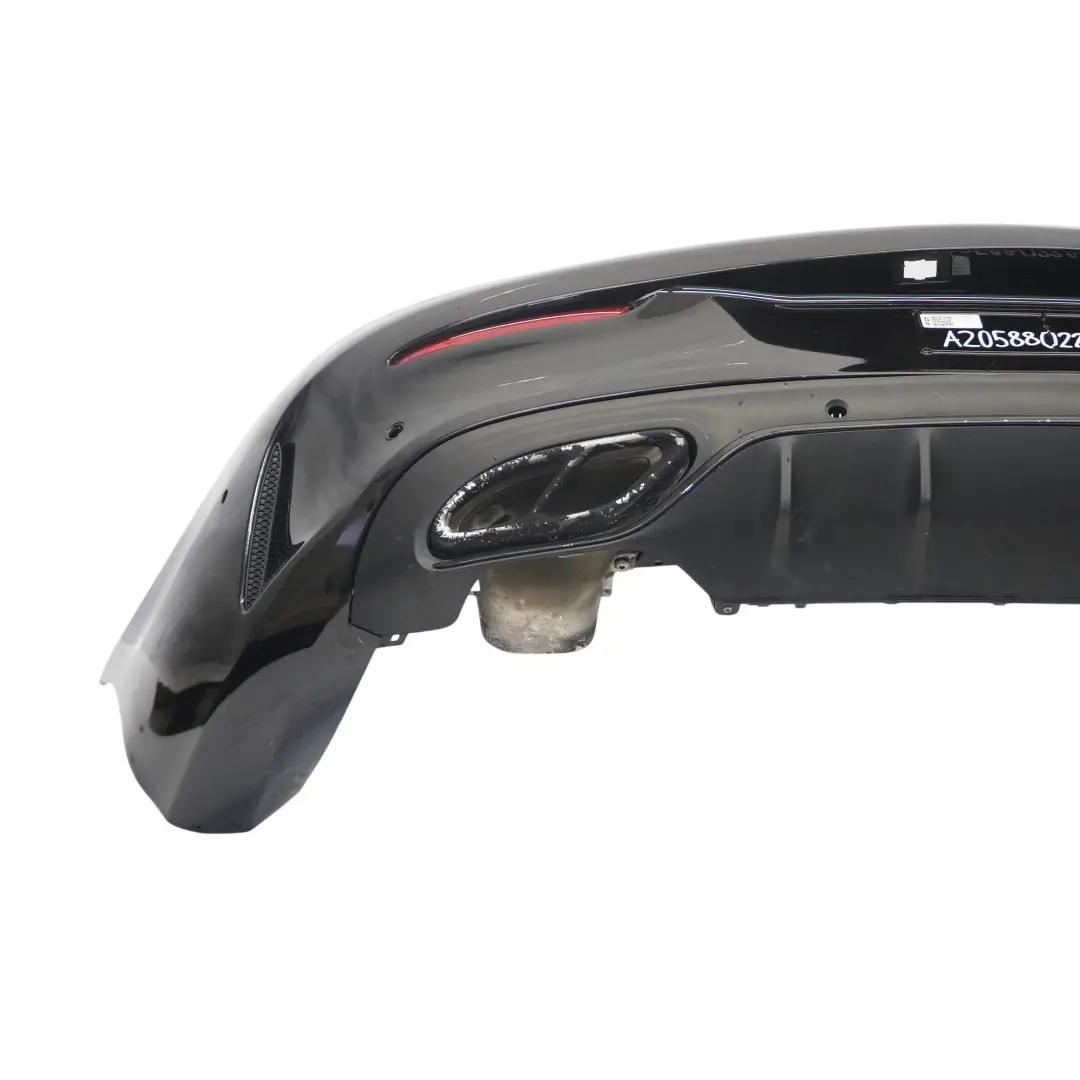 Bumper Rear Trim Panel Covering AMG Obsidian Black Metallic - 197 to Mercedes C205 with Part number A2058802206 Mercedes C205 Bumper Rear Trim Panel Covering AMG Obsidian Black Metallic - 197 - SKU A2058802206-OB3 - Part number A2058802206