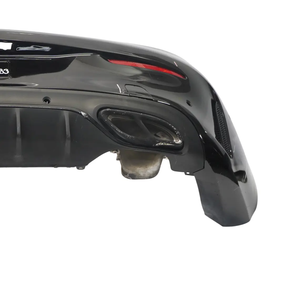 Bumper Rear Trim Panel Covering AMG Obsidian Black Metallic - 197 to Mercedes C205 with Part number A2058802206 Mercedes C205 Bumper Rear Trim Panel Covering AMG Obsidian Black Metallic - 197 - SKU A2058802206-OB3 - Part number A2058802206